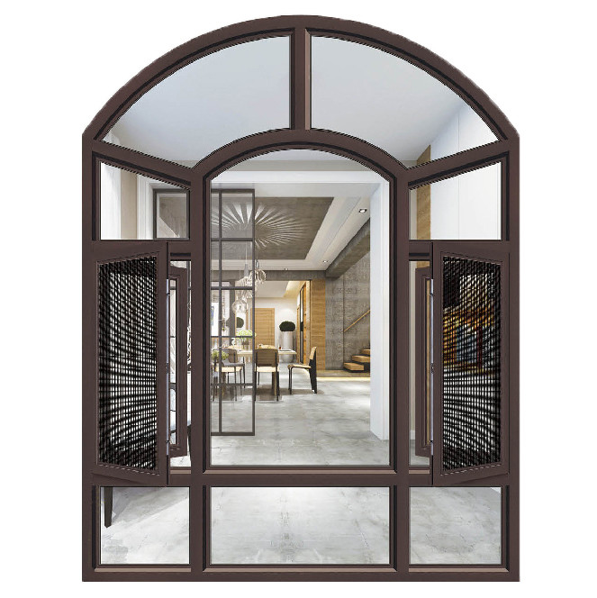 Custom Design Louver Vorhang Typ Französisch Aluminium Fenster mit Bogen Tür und Fenster