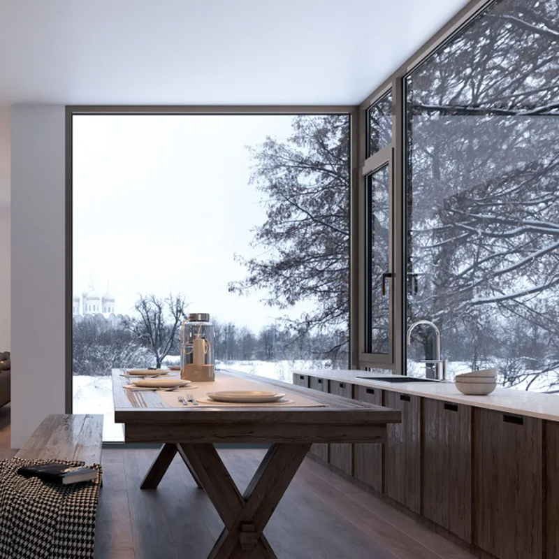 Vorhangart hängende Villa Fassadenfenster mit 70 mm breitem Aluminiumrahmen und Französisch Glas