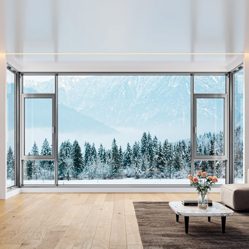 Vorhangart hängende Villa Fassadenfenster mit 70 mm breitem Aluminiumrahmen und Französisch Glas