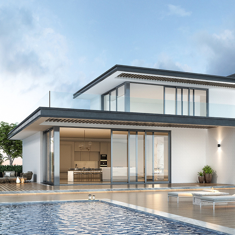 Moderne SKATE 86 schwingende Fassadenfenster für Villahaus im modernen Design Stil