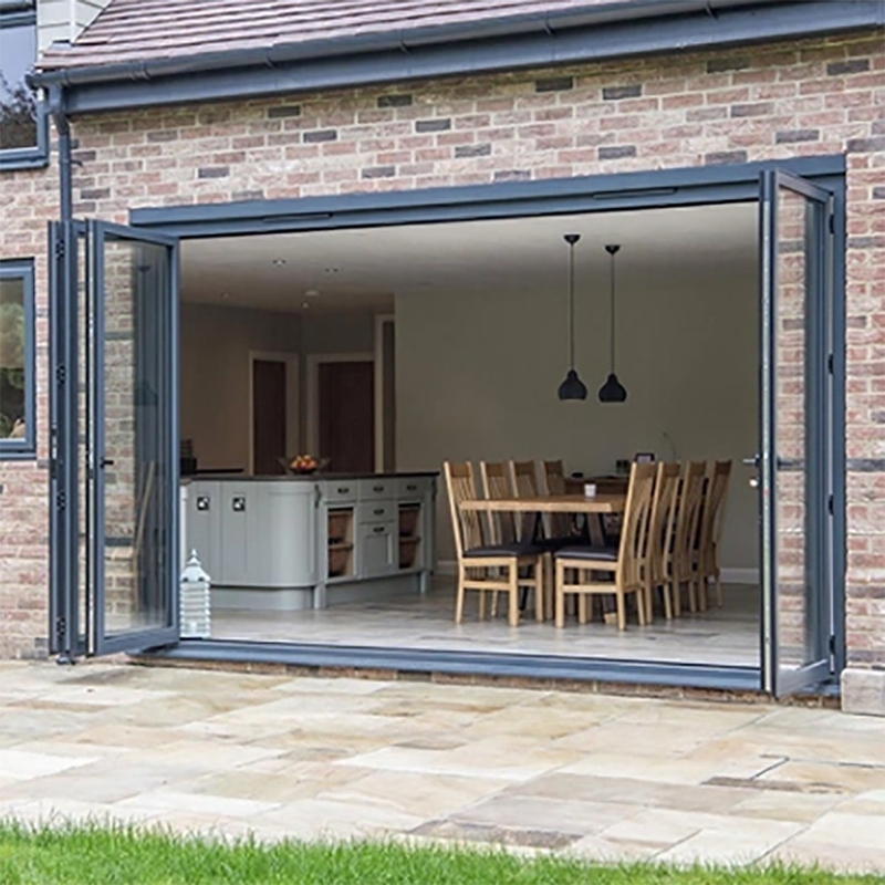 Wohnraum Bi-Falttüren Aluminiumrahmen mit Triplex Glasoption und 70mm Breite