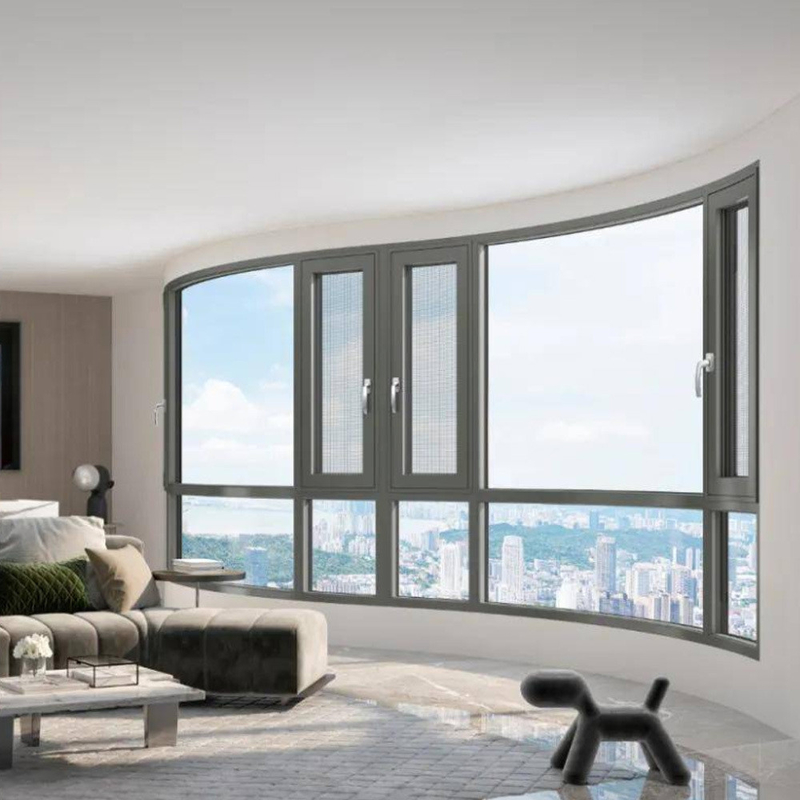Wasserdichtheit Stufe 6 R D Französisch Aluminium-Gehäuse Fenster mit hängendem Vorhang Typ