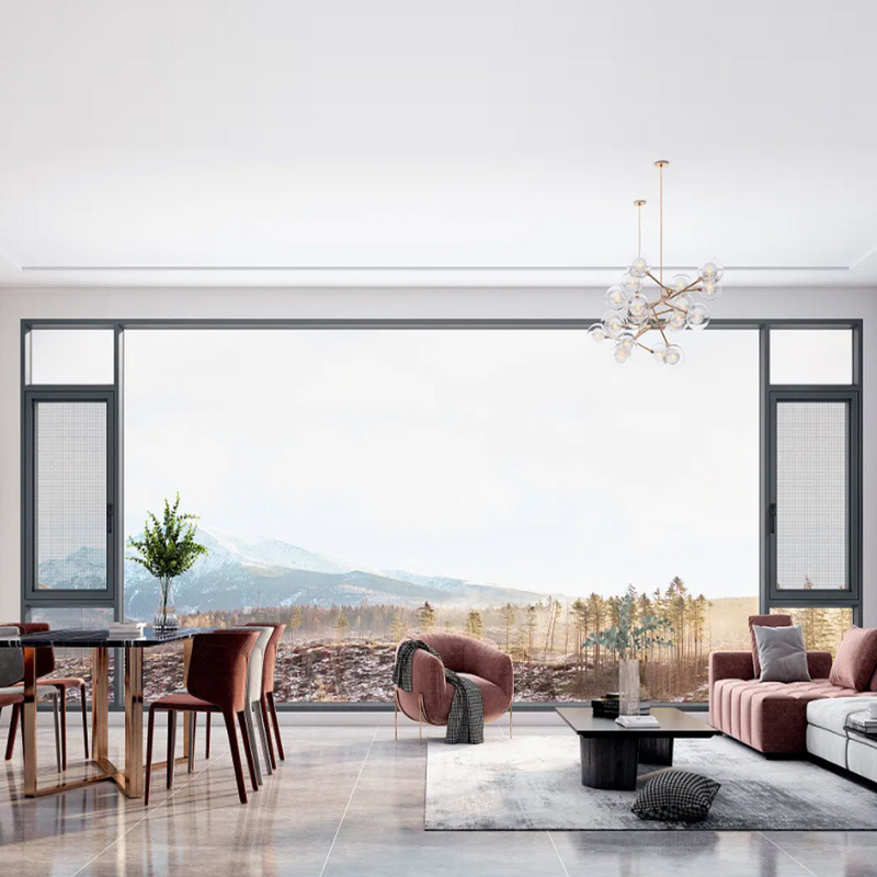 Wasserdichtheit Stufe 6 R D Französisch Aluminium-Gehäuse Fenster mit hängendem Vorhang Typ