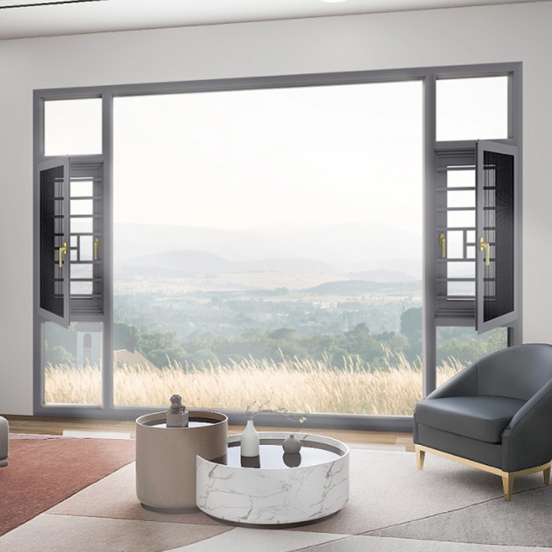 Wasserdichtheit Stufe 6 R D Französisch Aluminium-Gehäuse Fenster mit hängendem Vorhang Typ
