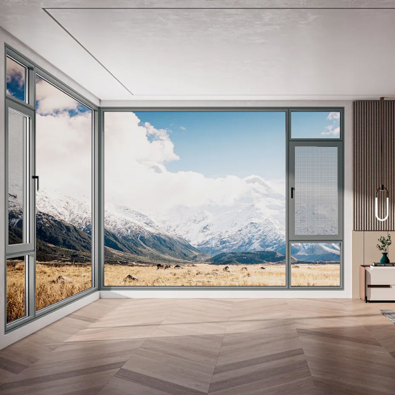 Wasserdichtheit Stufe 6 R D Französisch Aluminium-Gehäuse Fenster mit hängendem Vorhang Typ