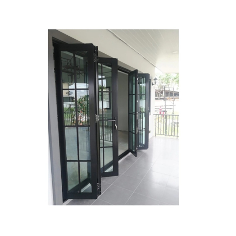 SKATE 6 Panels Schwarze Aluminiumschiebetür mit Wärmedämmungskoeffizient K-Wert ≤2.1