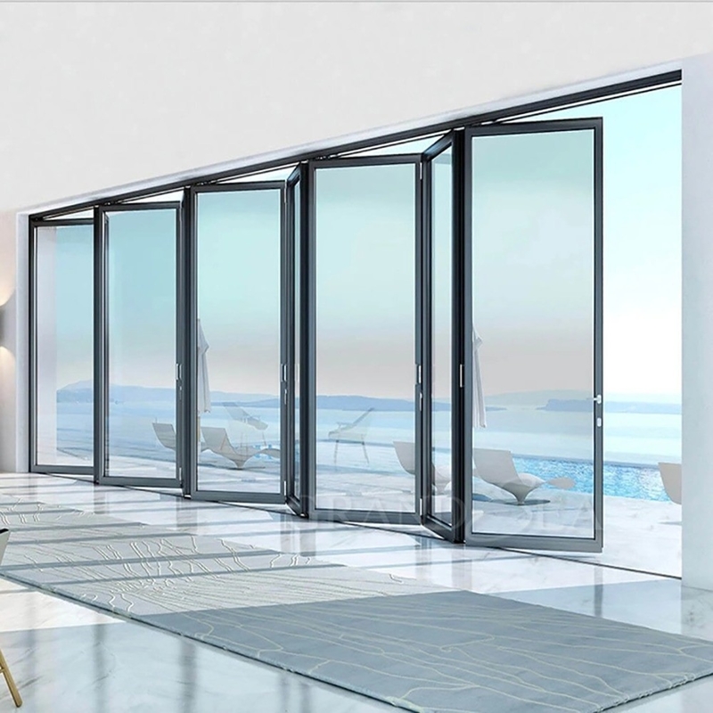 1.4mm Wanddicke Aluminiumglas Patio Akkordeon Tür für moderne Sicherheitslösung