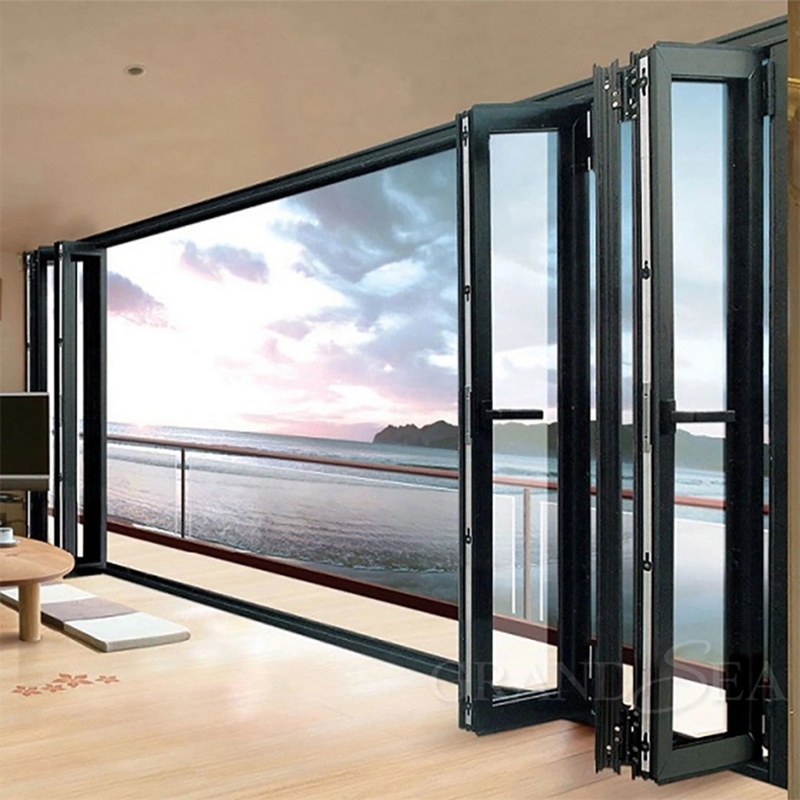 1.4mm Wanddicke Aluminiumglas Patio Akkordeon Tür für moderne Sicherheitslösung
