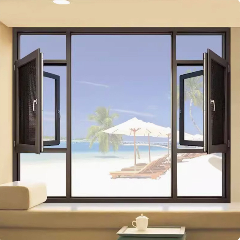 Moderne Wohnfenster aus Aluminium mit 8-Wege-Dichtung und 304 Edelstahl-Gitter