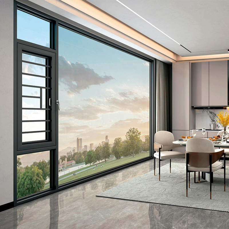Stufe 8 Luftdichtheit Schwarze Aluminiumlegierung Gehäuse Fenster für individuelle moderne Design