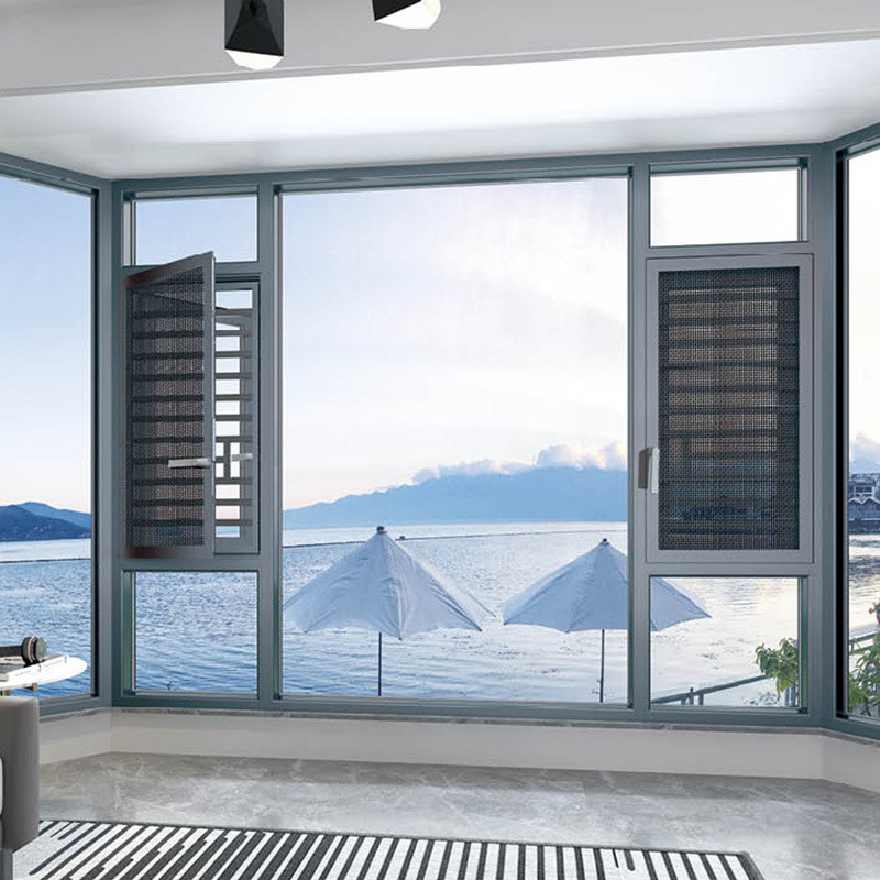 Modernes Design Hängende Vorhänge Aluminium schwarze Fassade Fenster für den europäischen Stil