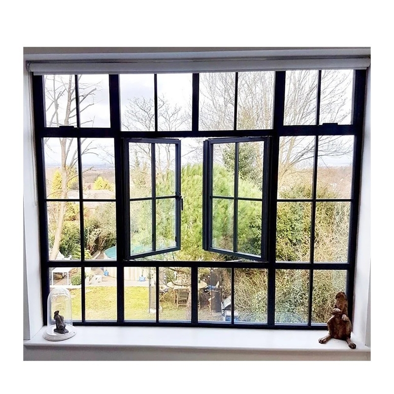 Fenster mit Grill-Design und gehärtetem Glas 8-Wege-Dichtung Broken Bridge Aluminiumprofil