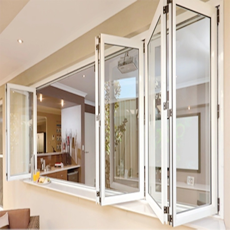 Modernes Design Klappbildschirm Schalldichte Glas Aluminium Bifold Fenster mit ≤2,1 K Wert