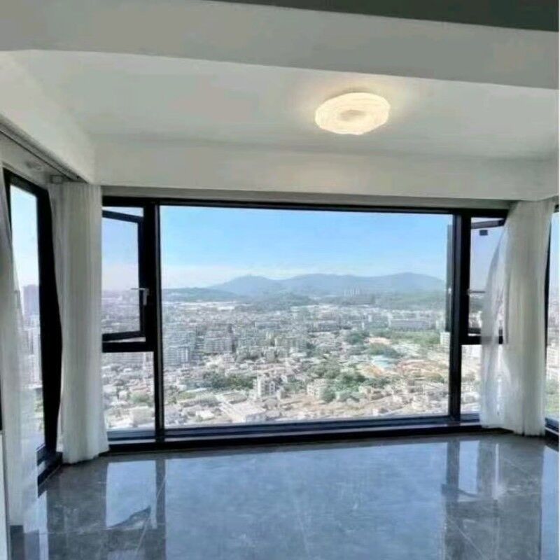 Modernes professionelles Design Aluminium Glas Schallschutz Drehfenster R-Form Anti-Kollisions-Ecke für Schlafzimmer Schwing-Öffnungsstil